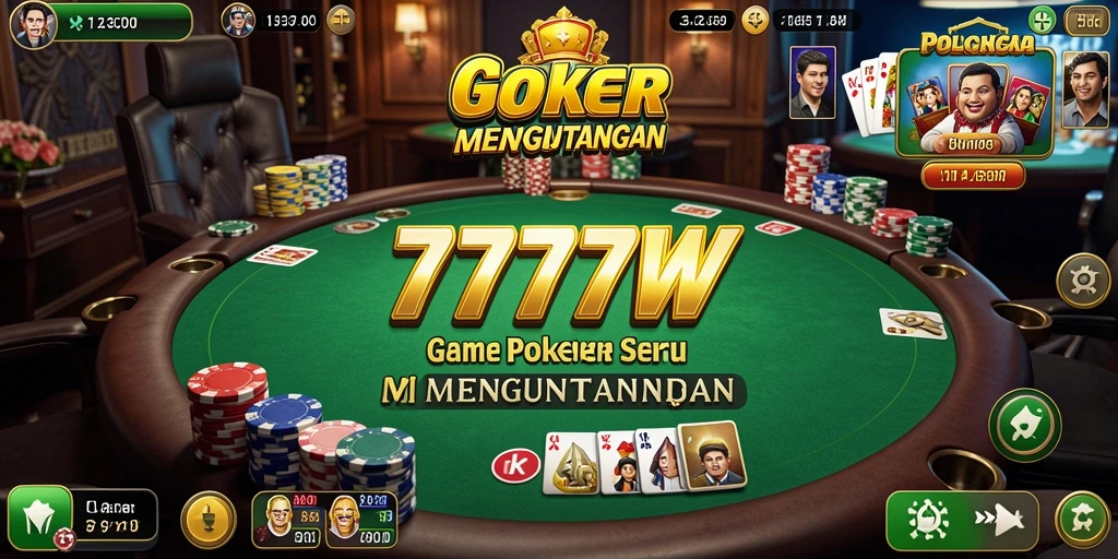 Screenshot utama 7777W menampilkan aksi seru permainan Poker.
