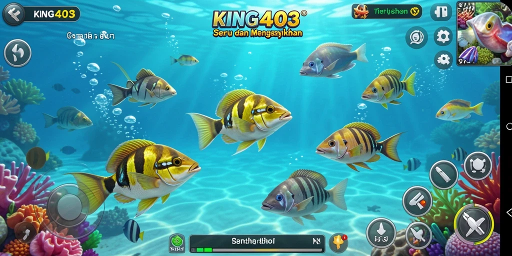 Screenshot menarik dari gameplay <strong>KING403</strong> yang menangkap aksi tembak ikan yang seru.