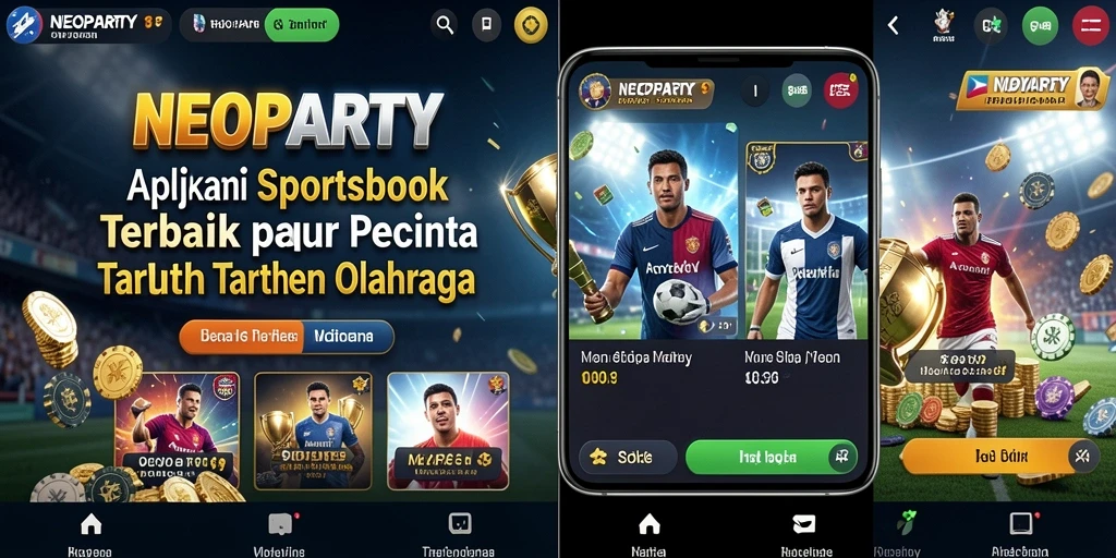 Tampilan antarmuka utama NEOPARTY dengan fitur taruhan olahraga.