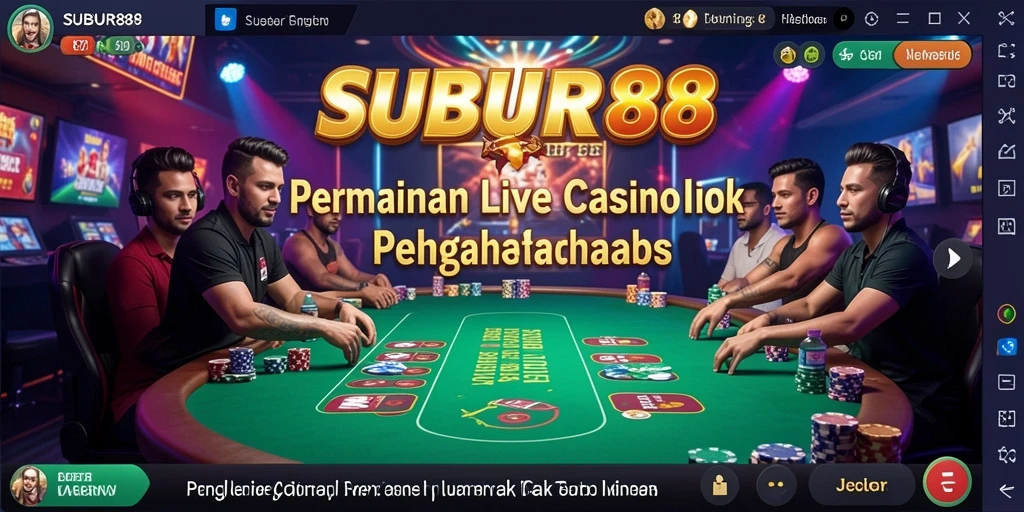 Tampilan gameplay SUBUR88 dengan dealer langsung dan suasana kasino hidup.